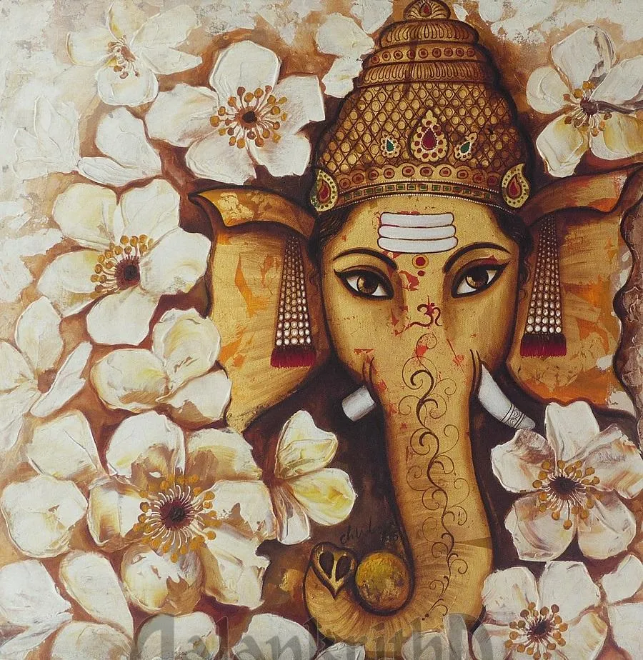 Ganesha with Flowers by Udaya Chiluveru