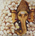 Ganesha with Flowers by Udaya Chiluveru