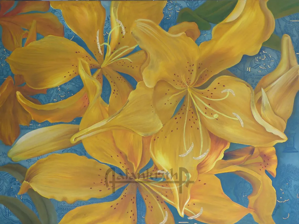 Krishna with Yellow Flowers by Udaya Chiluveru