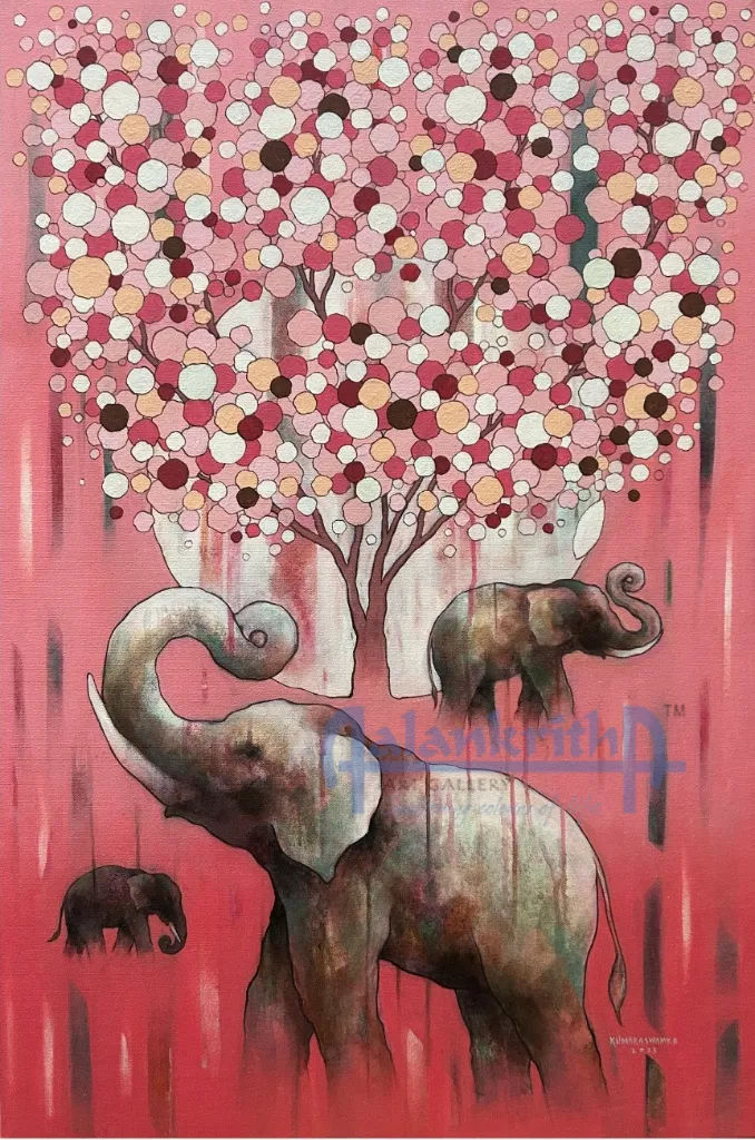 Elephant Under Blossoms by Kumaraswamy B